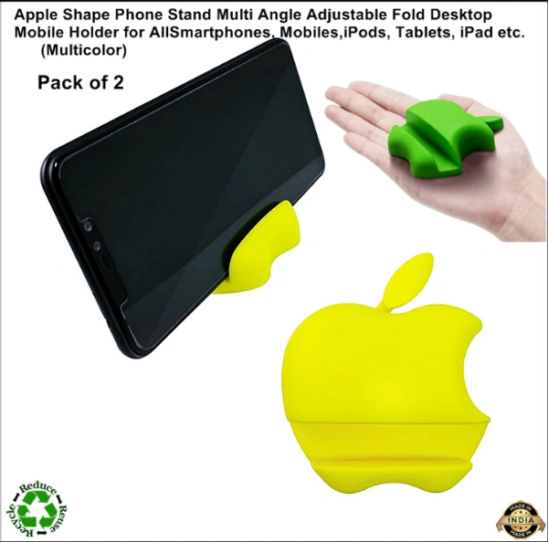 Apple Shape Desktop Mobile Holder, Phone Stand Multi Angle Adjustable Fold for All Smartphones , Mobiles , iPods , Tablets. (Multi Color) [Pack of - 2] 